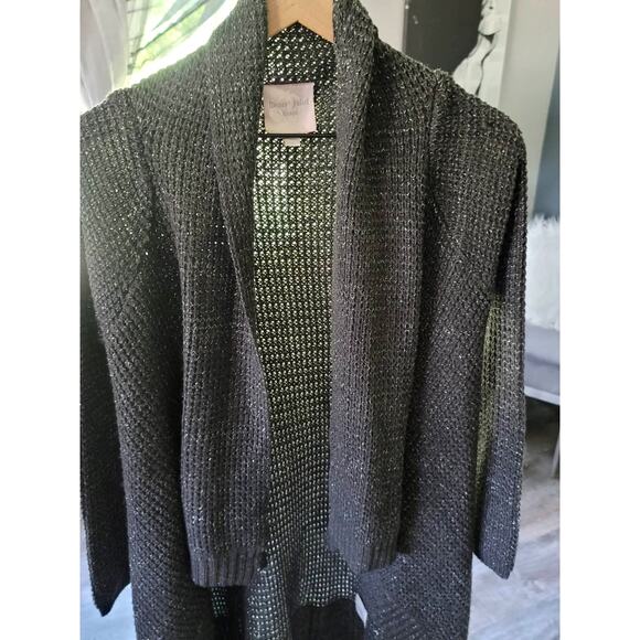 VINTAGE ROMEO & JULIET COUTURE BLACK SILVER LONG CARDIGAN - SMALL - Picture 6 of 7